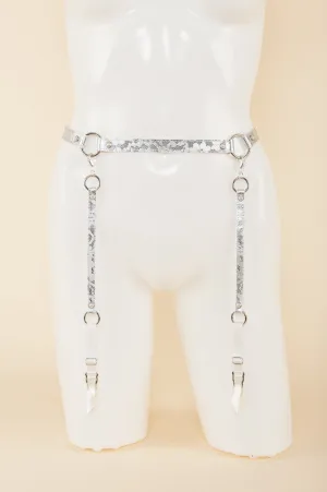 Silver Lace Garter Belt