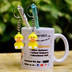 Small 3D Rubber Silicon Cartoon Keyrings - Duck ( Pack of 2 )