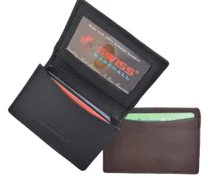 Swiss Marshal RFID Blocking Soft Genuine Leather Expandable Credit Card Outside ID Business Card Holder Wallet SW-RFID-P70
