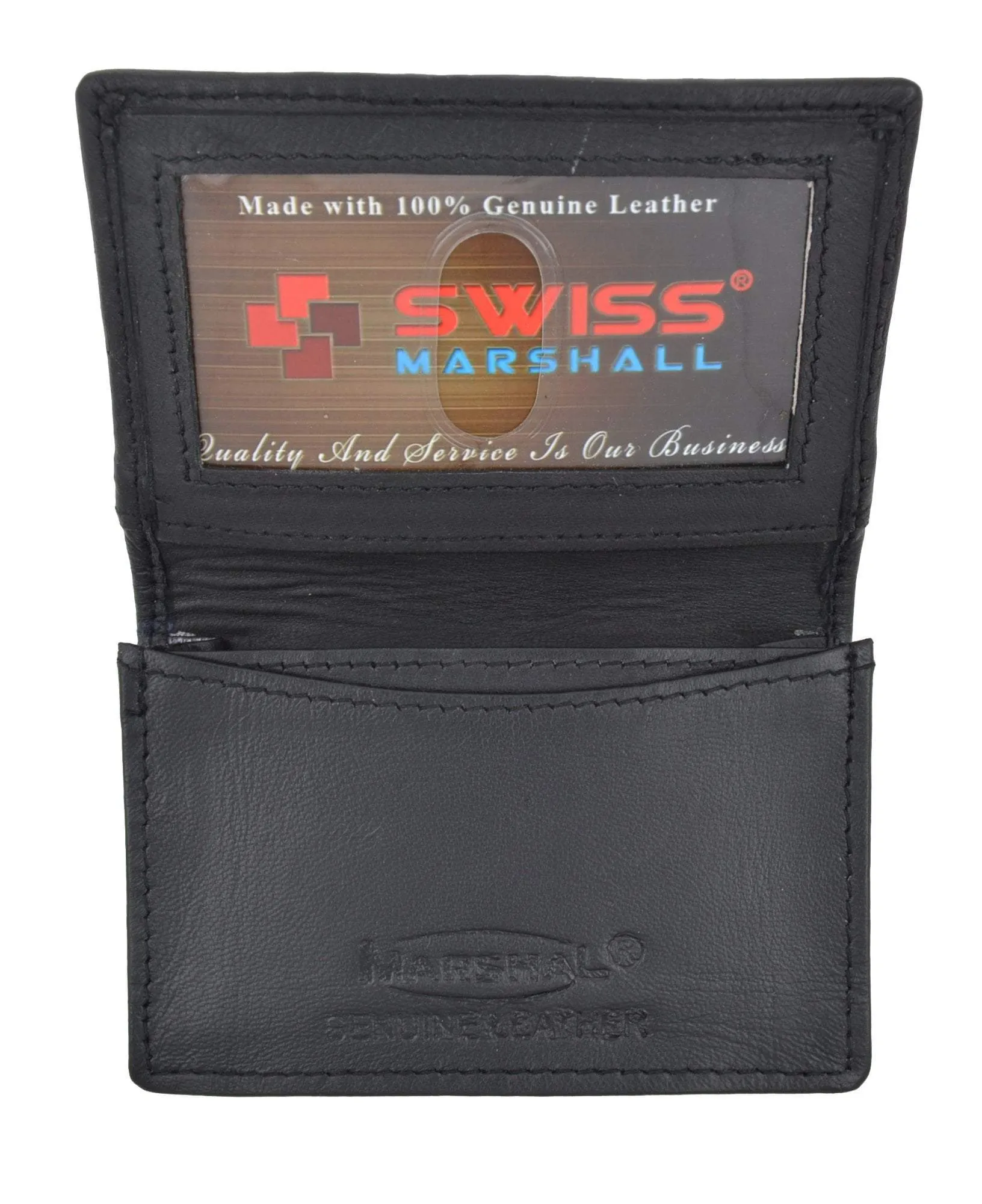 Swiss Marshal RFID Blocking Soft Genuine Leather Expandable Credit Card Outside ID Business Card Holder Wallet SW-RFID-P70