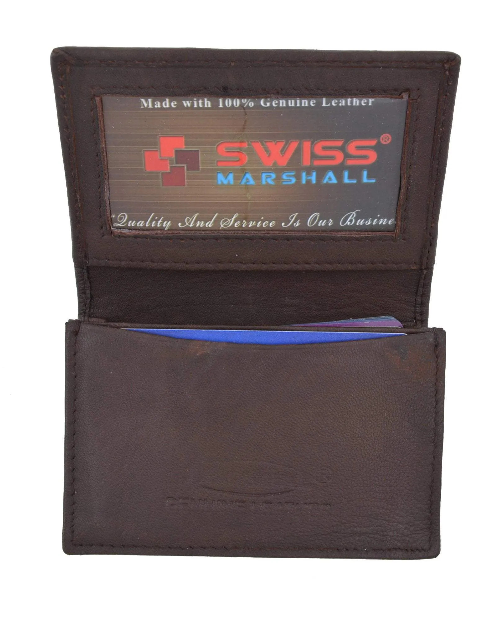 Swiss Marshal RFID Blocking Soft Genuine Leather Expandable Credit Card Outside ID Business Card Holder Wallet SW-RFID-P70