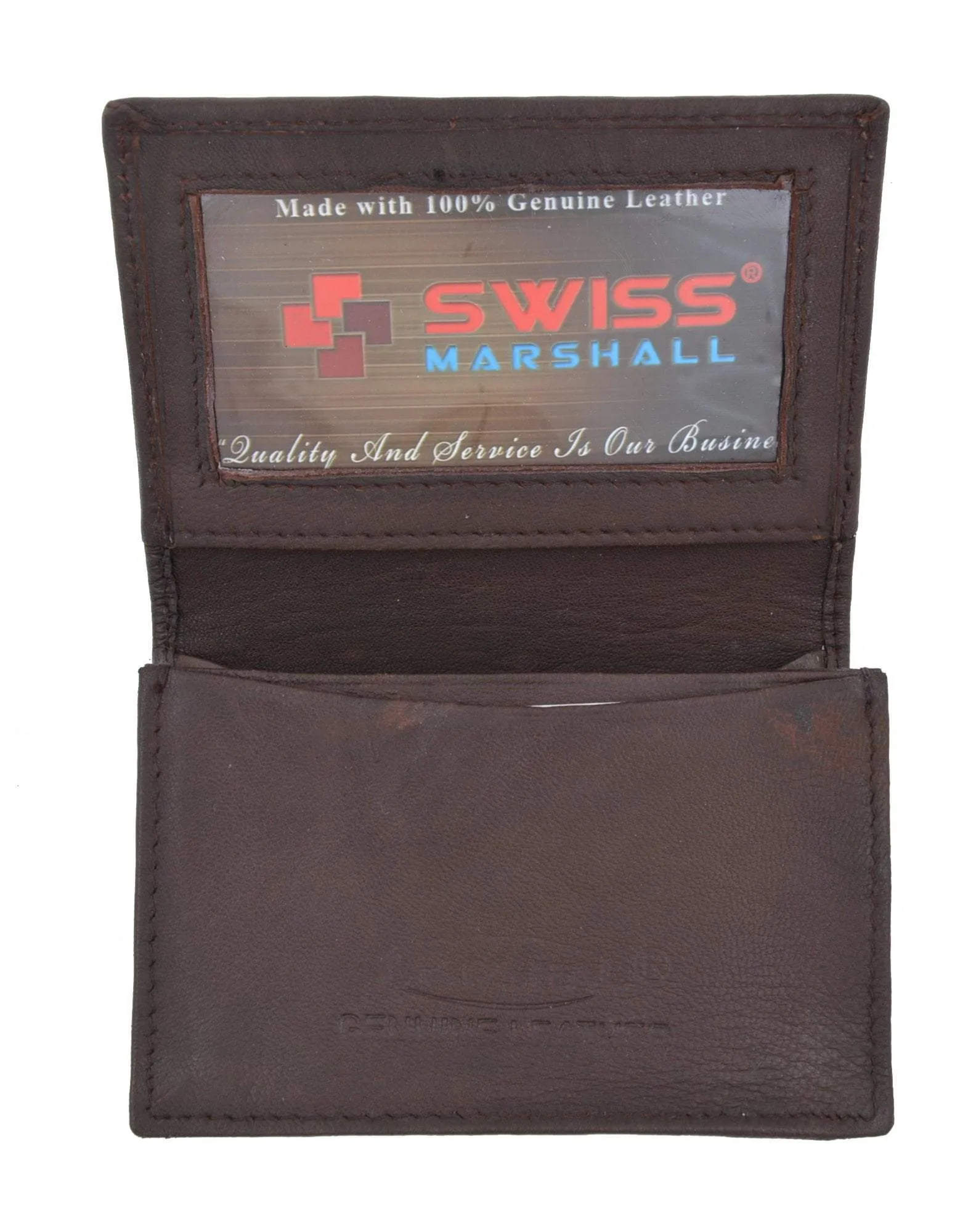 Swiss Marshal RFID Blocking Soft Genuine Leather Expandable Credit Card Outside ID Business Card Holder Wallet SW-RFID-P70