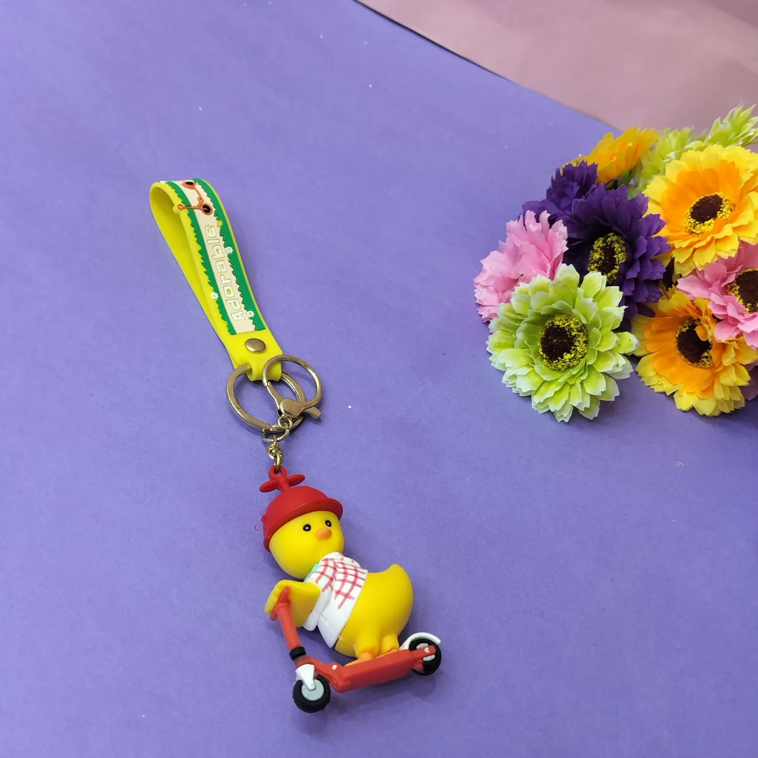 Teddy And Duck Theme  Keychain