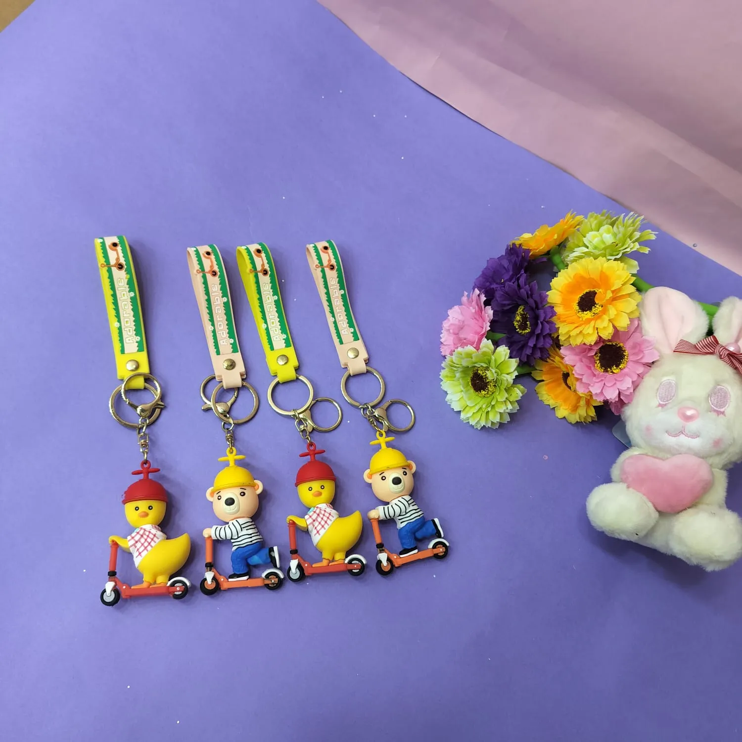 Teddy And Duck Theme  Keychain