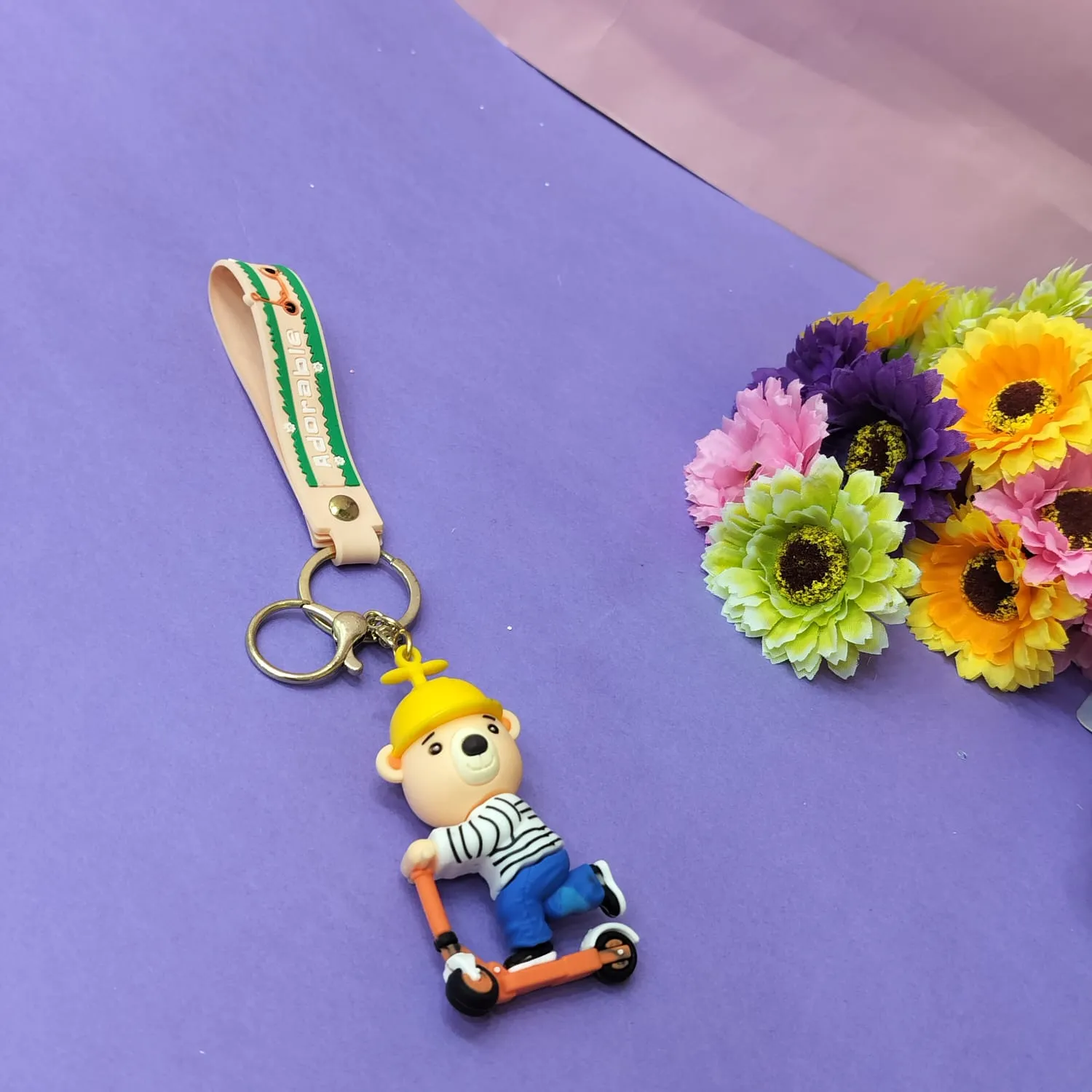 Teddy And Duck Theme  Keychain