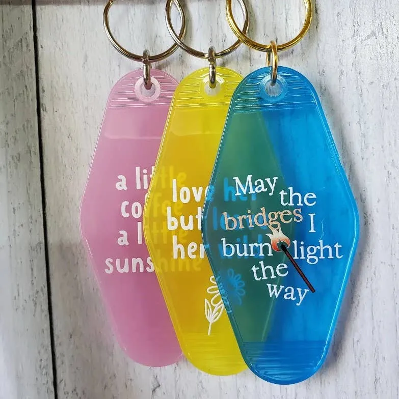 Transparent Retro Motel Key Chain - Coffee and Sunshine