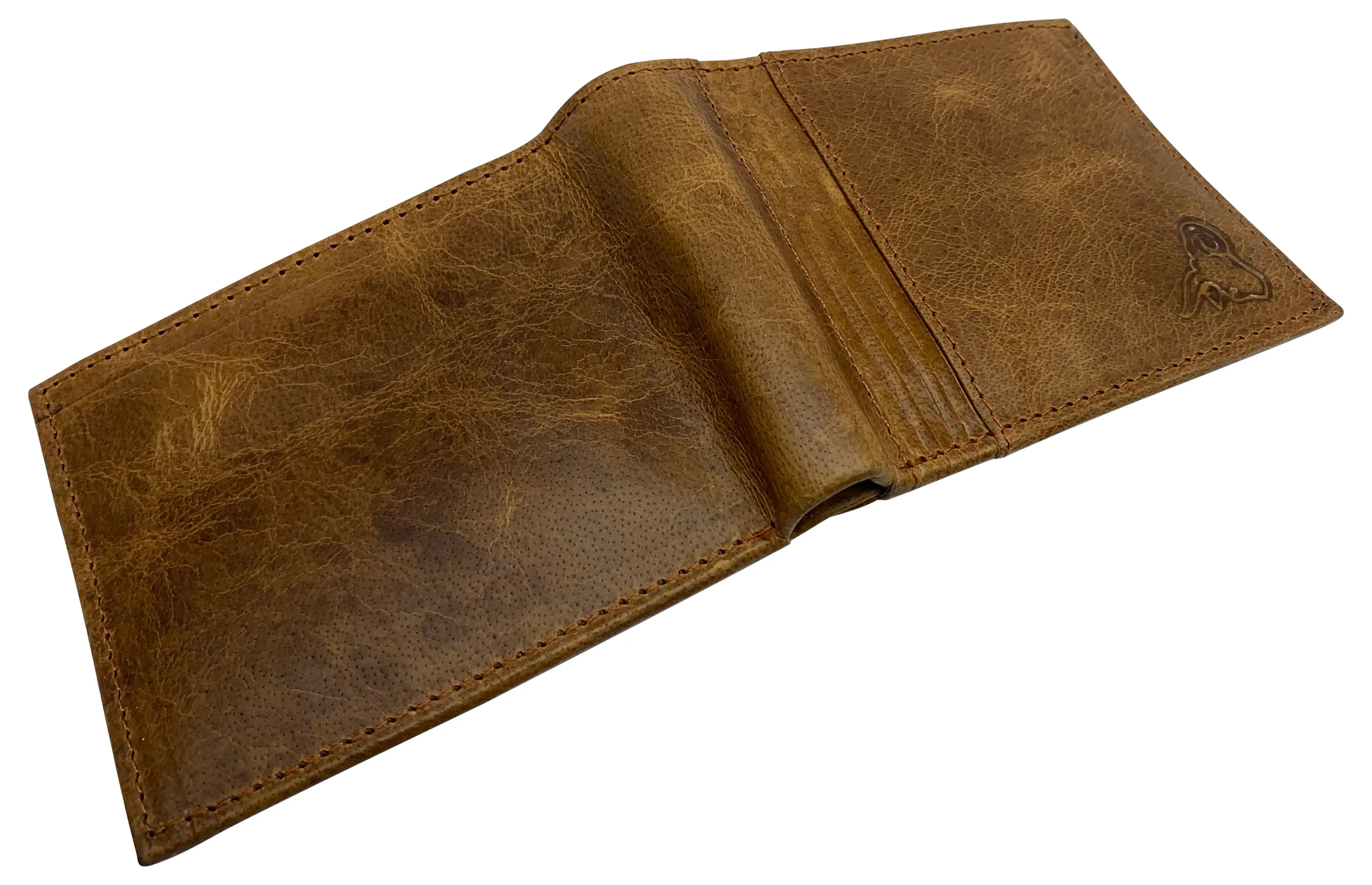 USA RFID Men's Bifold Wallets for Men Genuine Leather 2 ID Windows Billfold Wallet US Design