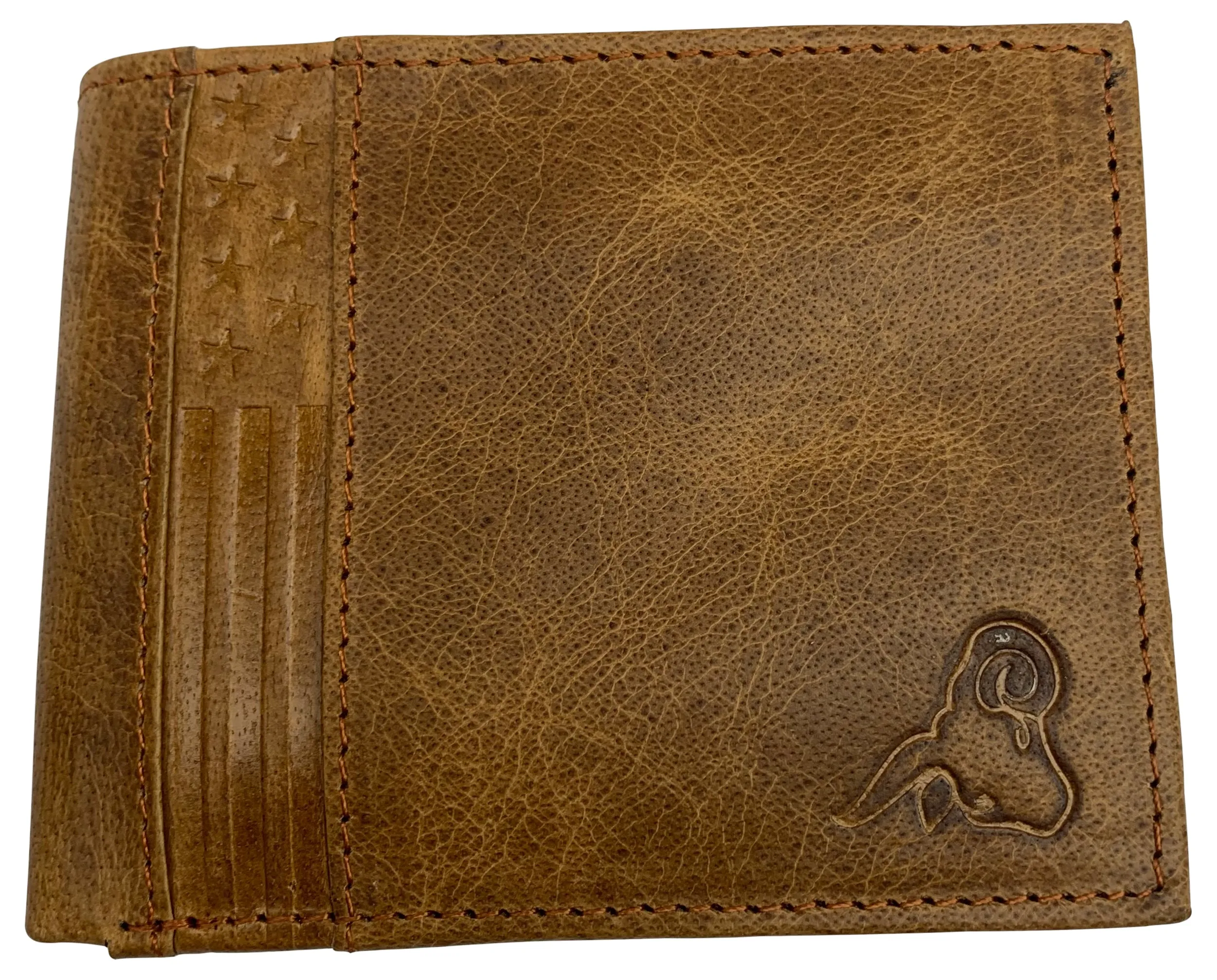 USA RFID Men's Bifold Wallets for Men Genuine Leather 2 ID Windows Billfold Wallet US Design