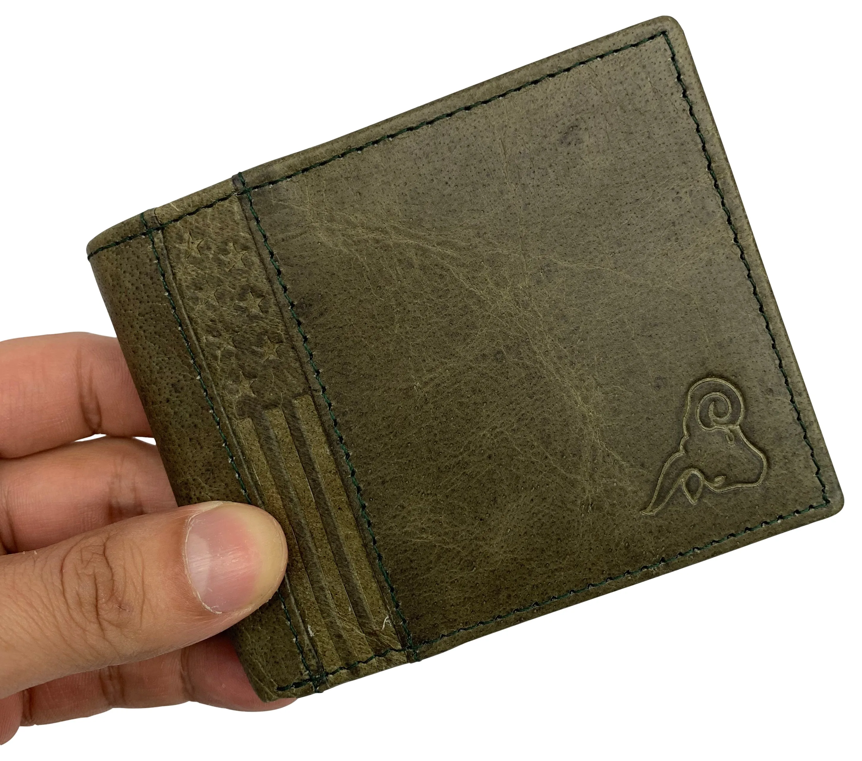 USA RFID Men's Bifold Wallets for Men Genuine Leather 2 ID Windows Billfold Wallet US Design
