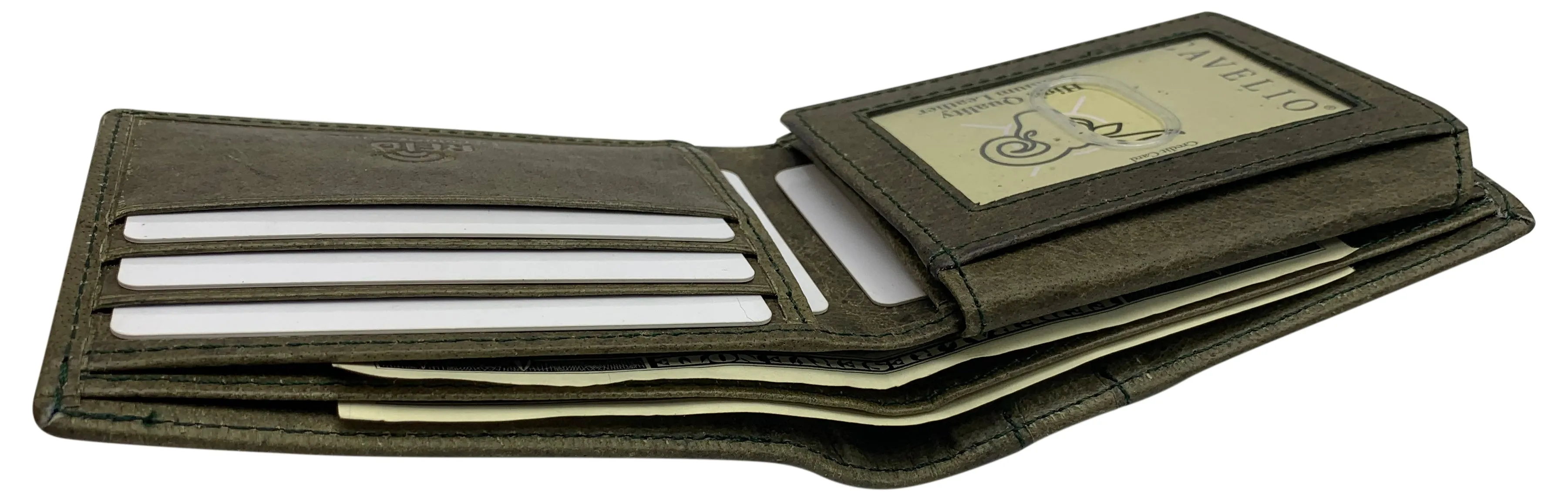 USA RFID Men's Bifold Wallets for Men Genuine Leather 2 ID Windows Billfold Wallet US Design