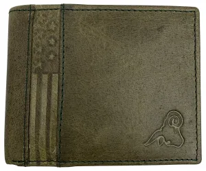 USA RFID Men's Bifold Wallets for Men Genuine Leather 2 ID Windows Billfold Wallet US Design
