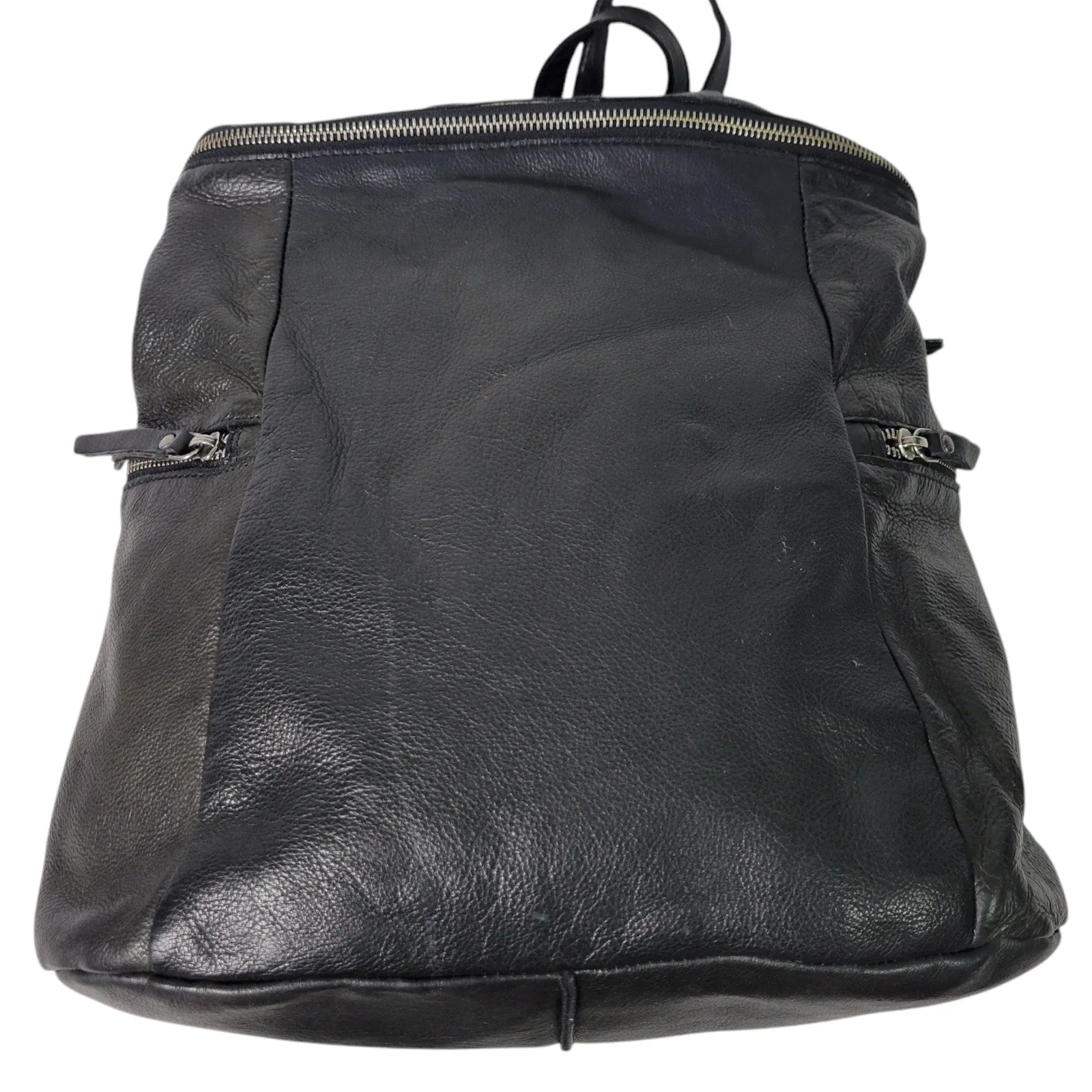 Vilenca Holland Backpack Black Leather Adjustable Side Pockets Square Soft Slouchy