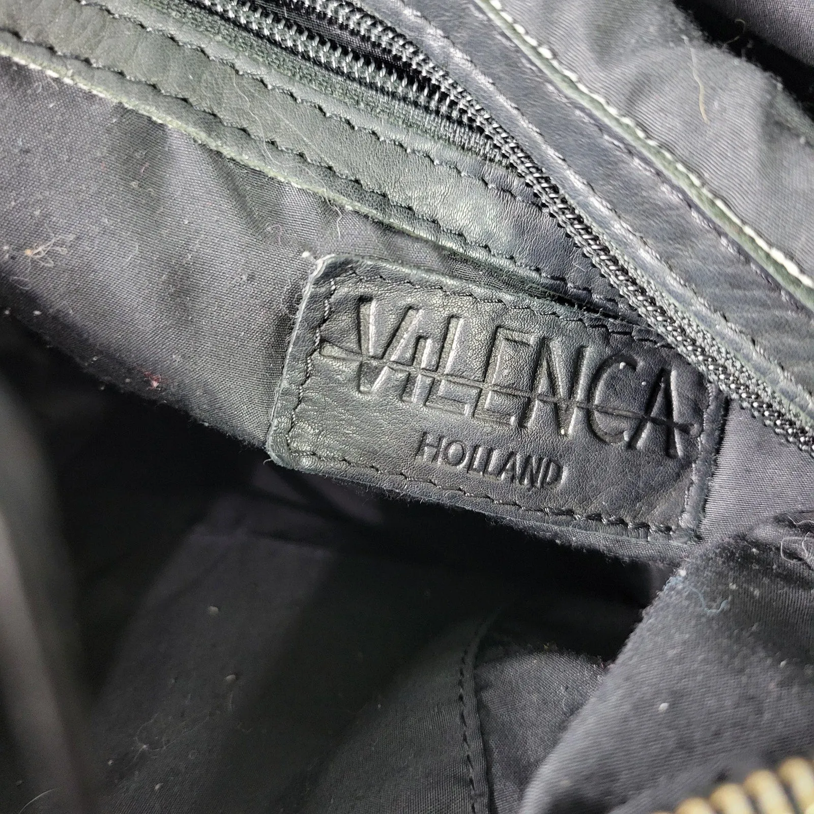 Vilenca Holland Backpack Black Leather Adjustable Side Pockets Square Soft Slouchy