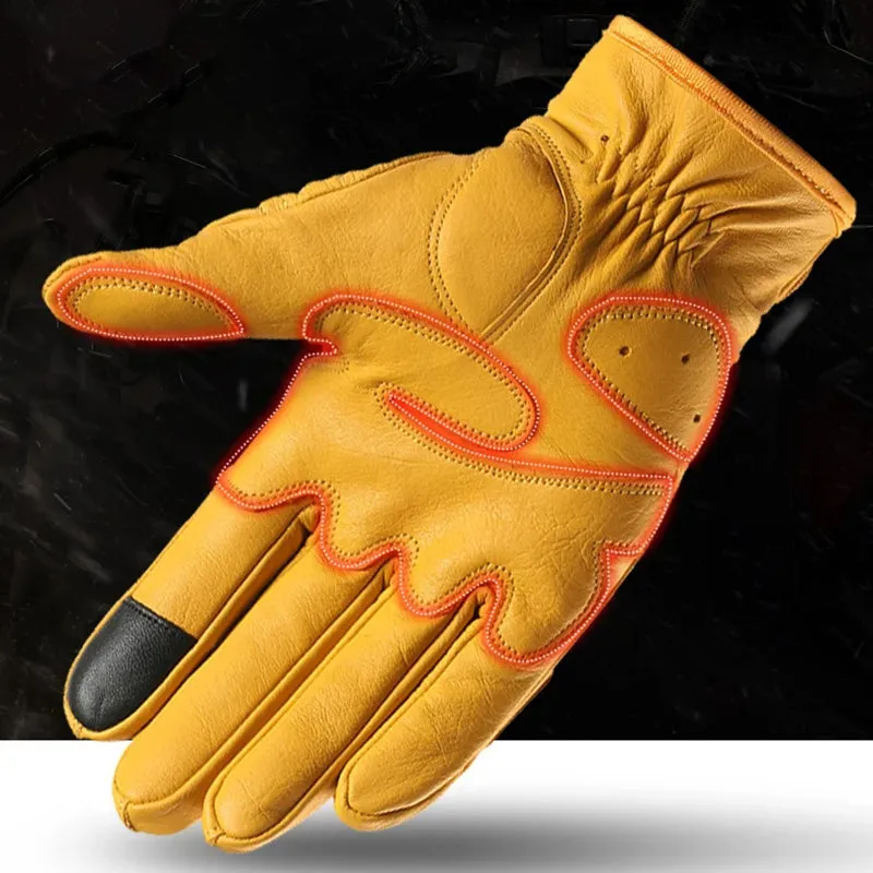 Vintage 1972 Cowhide Motorcycle Gloves - Touchscreen & Protective