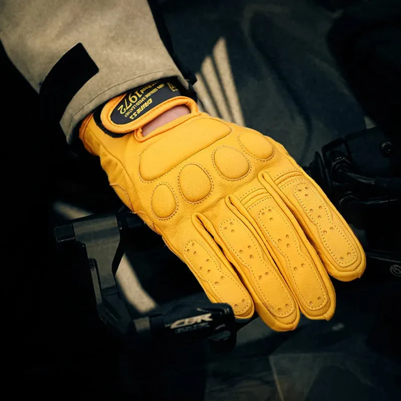 Vintage 1972 Cowhide Motorcycle Gloves - Touchscreen & Protective