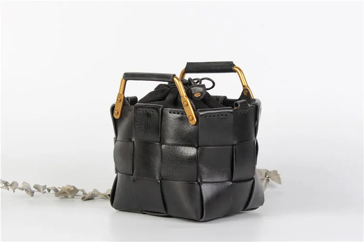 Vintage Women's Genuine Woven Leather Handbags Leather Crossbody Purse For Women