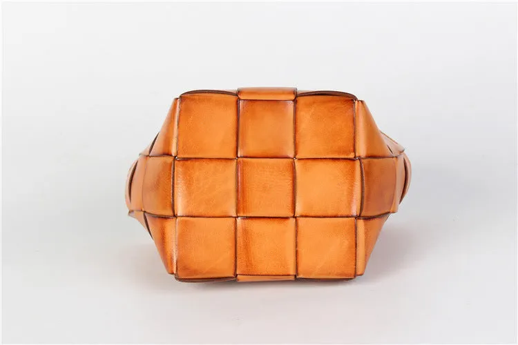 Vintage Women's Genuine Woven Leather Handbags Leather Crossbody Purse For Women