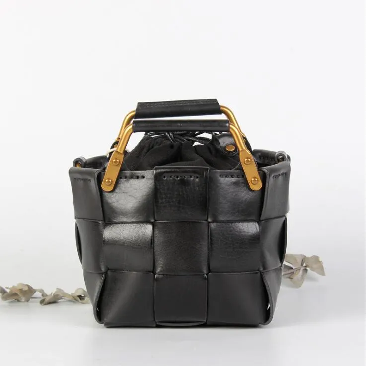 Vintage Women's Genuine Woven Leather Handbags Leather Crossbody Purse For Women