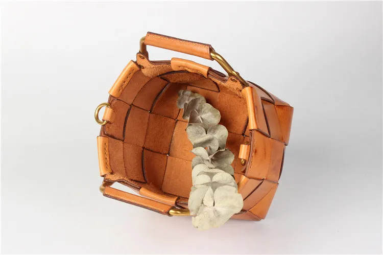Vintage Women's Genuine Woven Leather Handbags Leather Crossbody Purse For Women