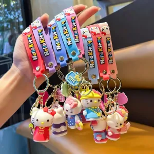 Whimsical 3D Rubber Silicon Cartoon Keyrings - Kitty ( Pack of 1 )
